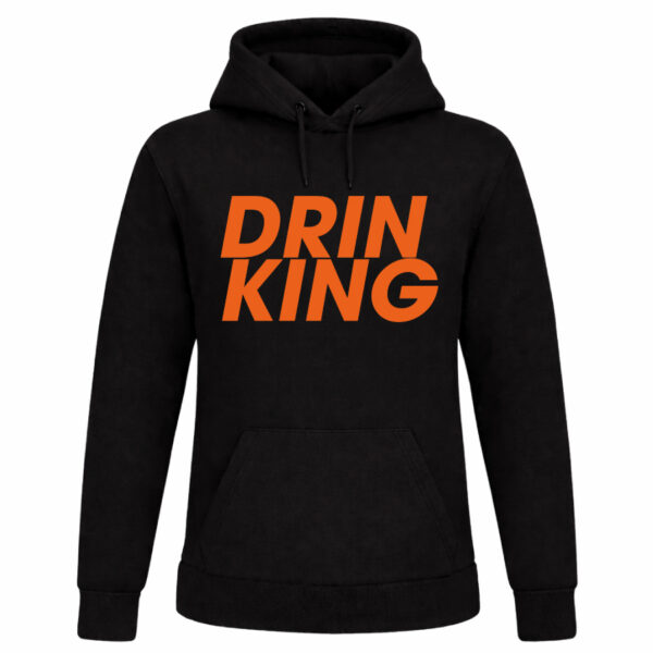 Zwarte hoodie met tekst “Drinking” – Koningsdag feest hoodie