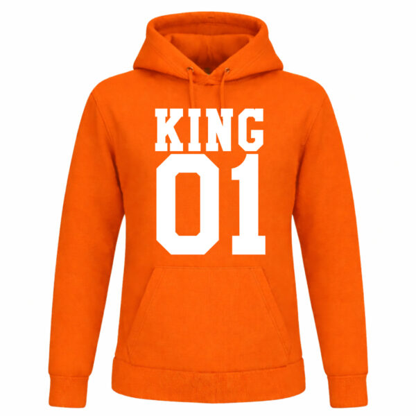 Oranje Koningsdag hoodie met tekst “King 01”