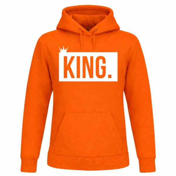 Oranje wit Koningsdag hoodie met tekst “King”
