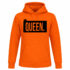 Oranje zwart Koningsdag hoodie met tekst “Queen”