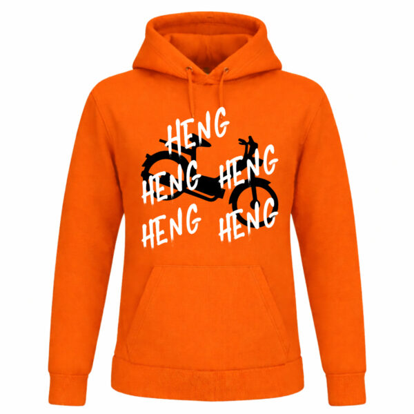 Oranje Koningsdag hoodie met tekst “Heng Heng Heng Heng Heng”