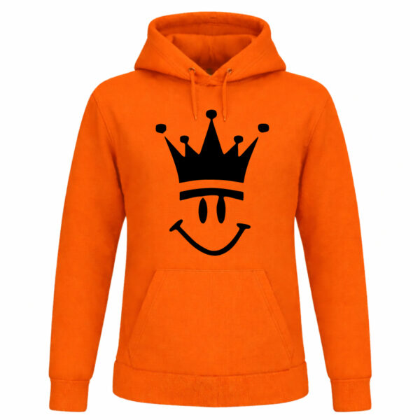 Oranje hoodie met kroon voor Koningsdag