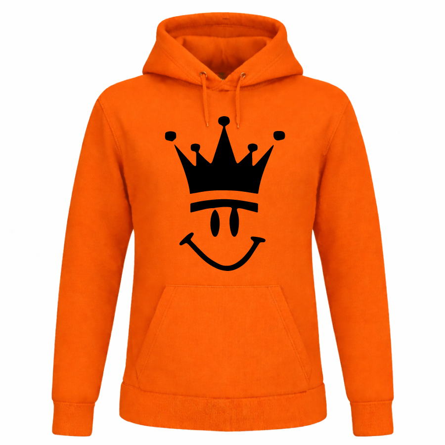 Hoodie-Kroon - KONINGSDAG-SHOP Oranje hoodie met kroon voor Koningsdag