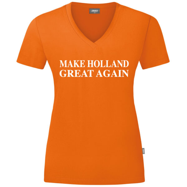 Make Holland Great Again ORANJE DAMES T-SHIRT