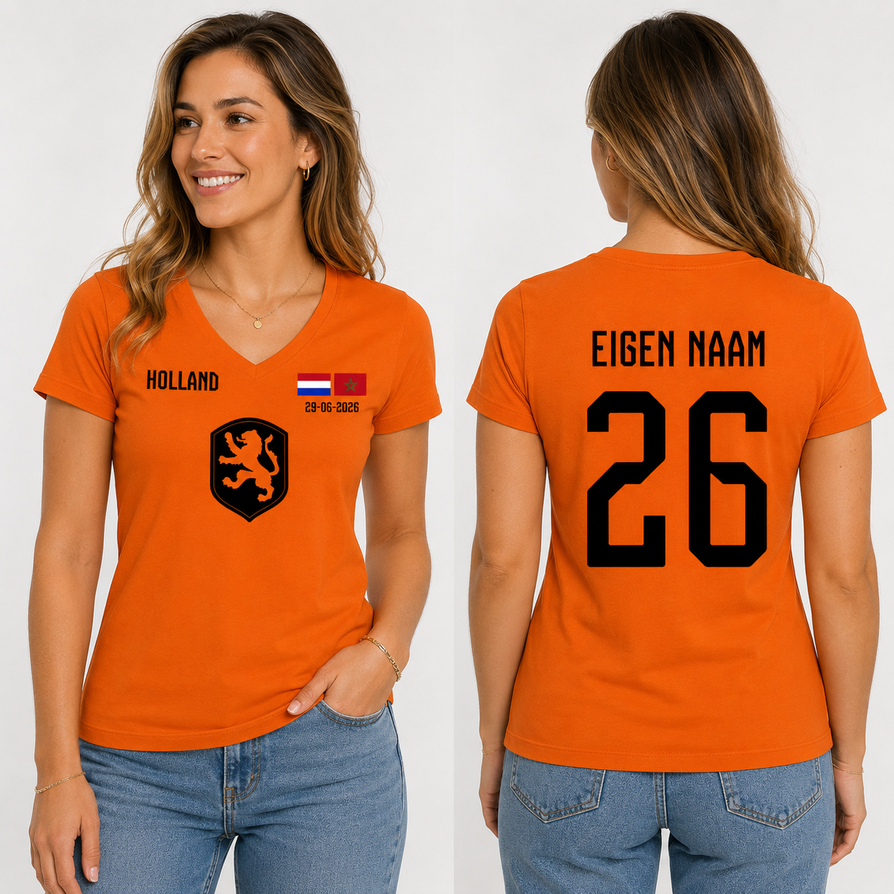 ChatGPT Image 25 jun 2026 17_28_18 - KONINGSDAG-SHOP Nederland vs Marokko Match Edition T-shirt Dames